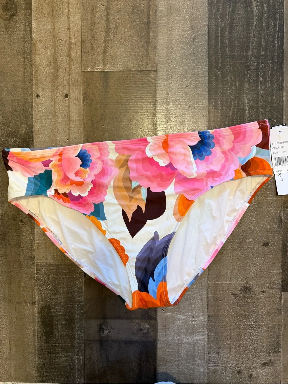 NWT La Blanca Floral Rhythm Hipster Orange Pink Blue Floral Bikini Bottom 18W